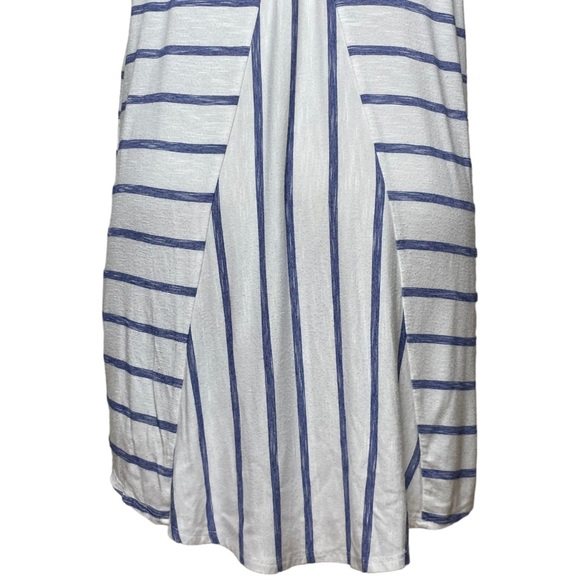 Chico's White/Blue Striped ¾ Sleeve Back Detail Knit Tunic 100% Cotton 1 US 4/6 - Picture 15 of 16